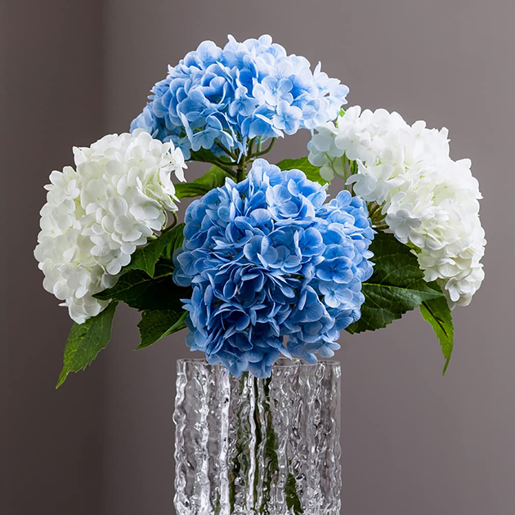 DUYONE 3PCS 22 inch Lifelike Artificial Hydrangea Large Real Touch Flowers Artificial Flowers Dry Flowers Outdoor Wedding Christmas Office Family Party Living Room Table Decoration (White)