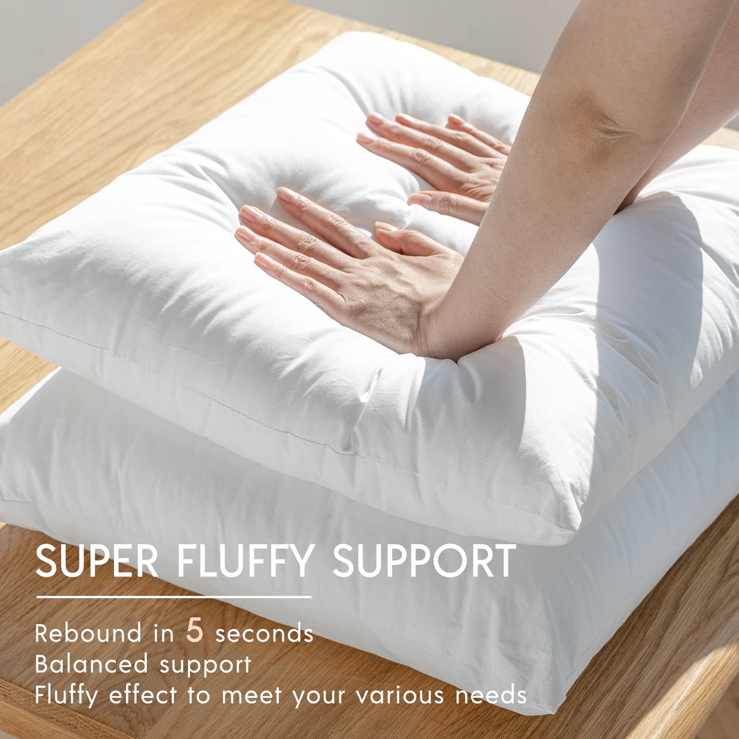 Phantoscope Premium Outdoor Pillow Inserts - Pack of 2 Square Form Water Resistant Polyester Throw Pillows, Couch Sham Cushion Stuffer, 18 X 18 inches