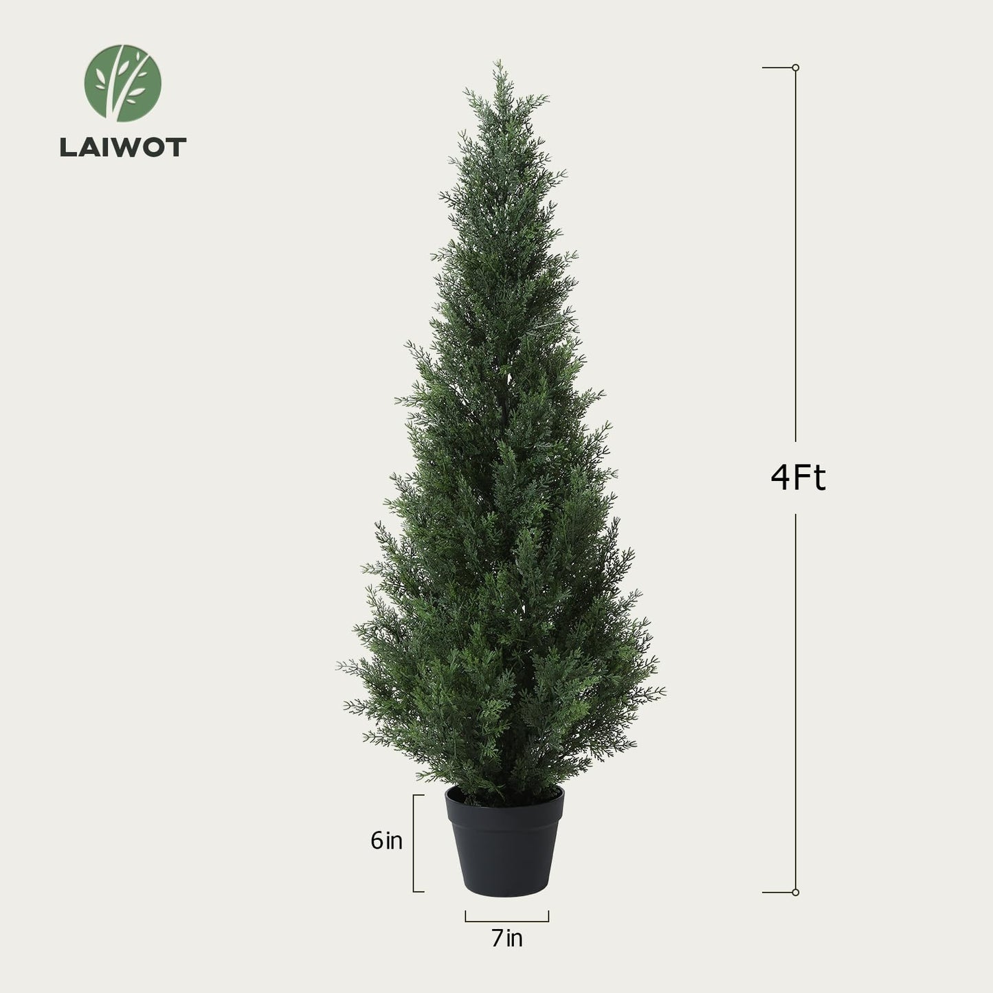 Laiwot 3FT Artificial Cedar Topiary Trees for Outdoors Potted Fake Cypress Trees Faux Evergreen Plants for Home Porch Decor Set of 2