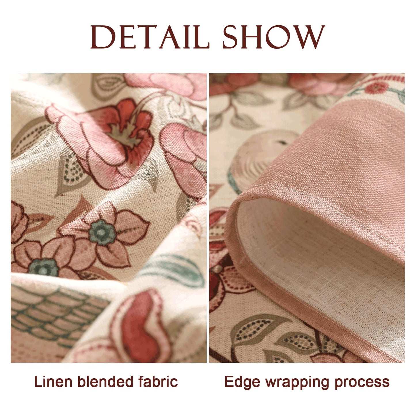 patdrea Linen Floral Tablecloth,Decorative Thick French Table Cloth Rectangle Square for Kitchen Dining 55" x 71"