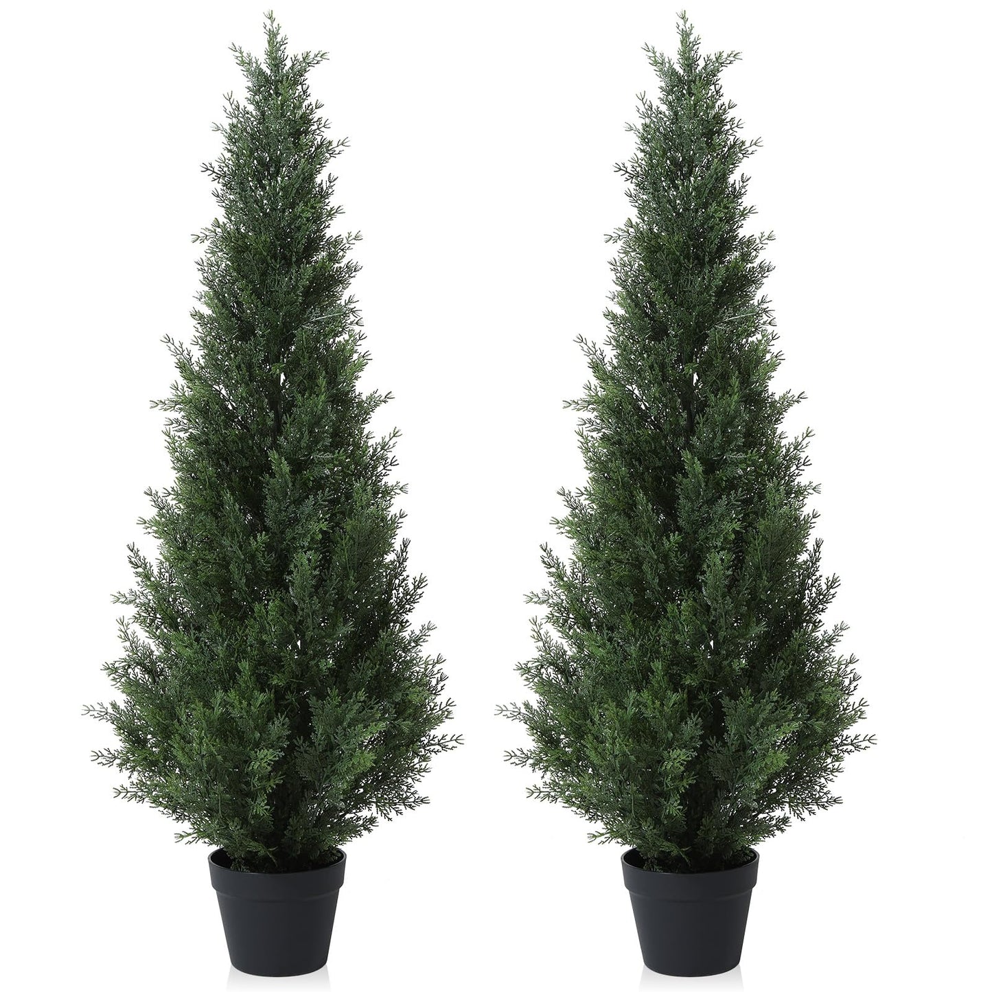 Laiwot 3FT Artificial Cedar Topiary Trees for Outdoors Potted Fake Cypress Trees Faux Evergreen Plants for Home Porch Decor Set of 2