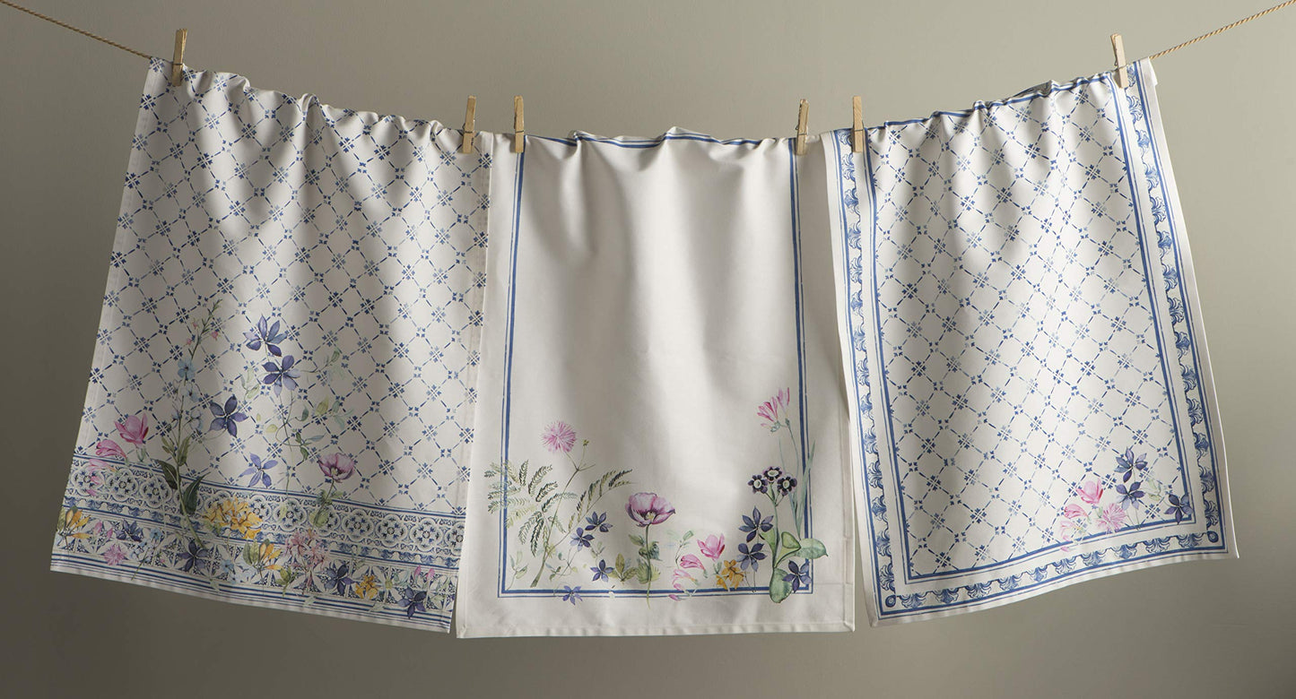 Maison d' Hermine Kitchen Towel 100% Cotton Set of 3 Kitchentowels Easter Tea Towels for Table Cleaning, Dining, Buffet Parties & Wedding Use, Faience - Spring/Summer