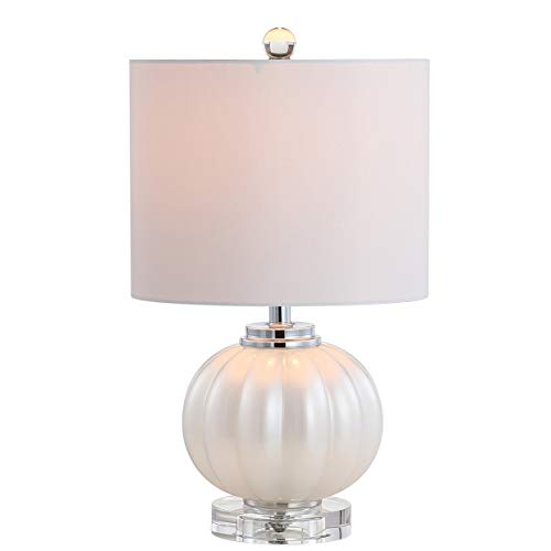 JONATHAN Y JYL2076A Pearl 17.5" Glass/Crystal LED Table Lamp Glam Bedroom or Living Room White/Chrome