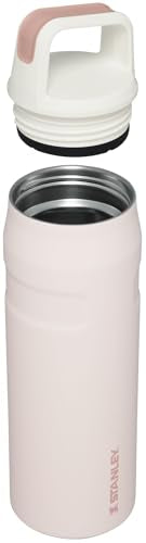 Stanley IceFlow Cap and Carry Bottle - Lightweight, Leakproof, and Insulated for Maximum Cold Retention - Sustainable 90% Recycled Stainless Steel, Rose Quartz Glimmer, 24oz