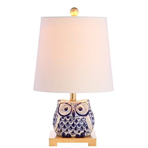 JONATHAN Y JYL3014A Justina 16" Ceramic Mini LED Table Lamp Cottage for Bedroom, Living Room, Blue/White