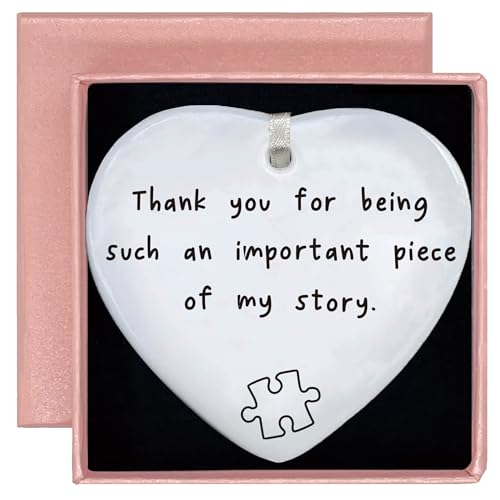 Thank You for Being Such an Important Piece of My Story-Thank You for Teacher Mentor Tutor Coach Godparents-Ceramic Heart Ornament Keepsake Sign Plaque Decor Gift-Double-Sided Printing