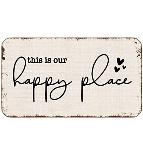 BXFAHZJ Minimalist This is Our Happy Place Farmhouse Door Mat 17x30 Inch Indoor Outdoor Entrance Doormat Decor for Home Farmhouse,Housewarming Gift