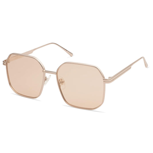 SOJOS Retro Square Polarized Sunglasses for Women Vintage Square Shades UV400 Large Metal Frame SJ1166A with Gold/Light Brown