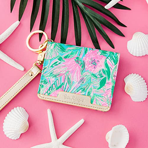 Lilly Pulitzer Snap ID Card Case, Cute Keychain Wallet, Slim Credit Card Holder with Wristlet Strap, Coming in Hot