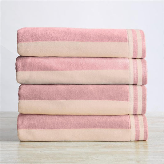 Large Beach Towel Set of 4 - Soft Cabana Striped Beach Towels for Adults and Velour Pool Towels with 100% Cotton - Lightweight Quick Dry Beach Towel Pack and Cute Beach Towel for Women and Men