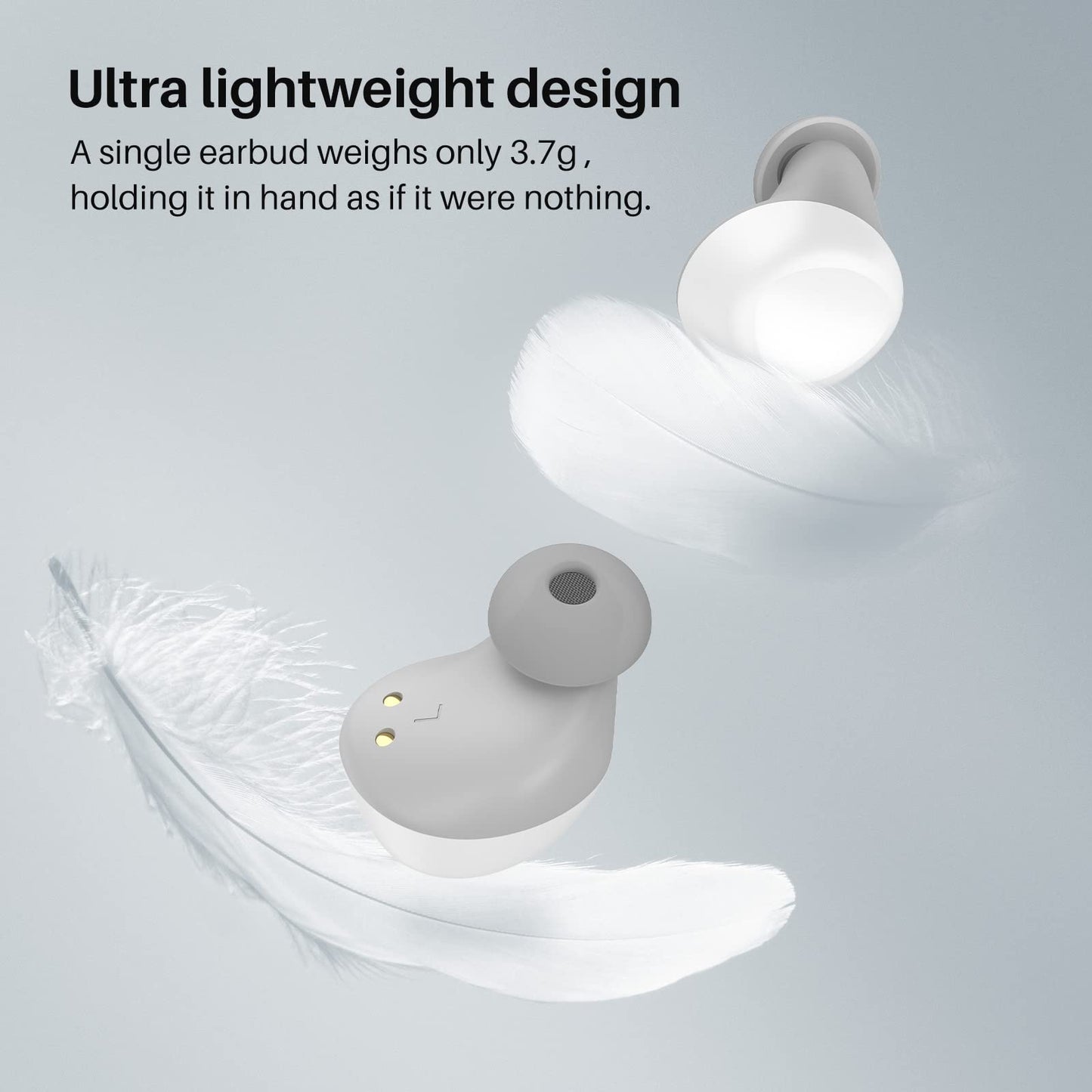 TOZO A1 Mini Wireless Earbuds Bluetooth 5.3 in Ear Light-Weight Headphones Built-in Microphone, IPX5 Waterproof, Immersive Premium Sound Long Distance Connection Headset with Charging Case, White