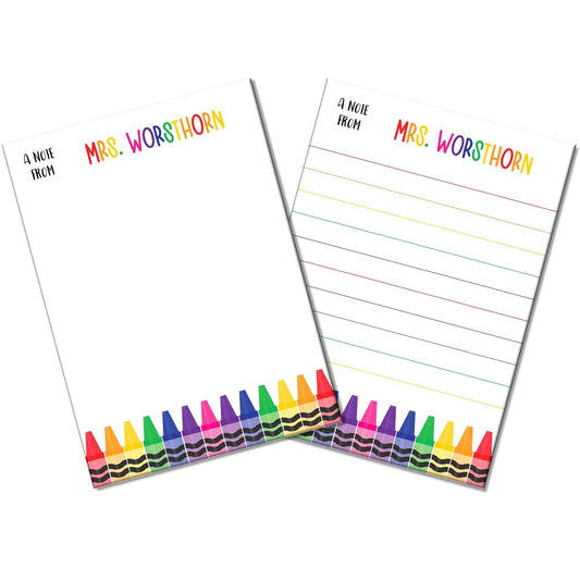 Notepad Gifts for Teachers, Set of 2 Small Notepad 5"x7", Use as a To Do List Pad or Memo Pad, Colorful Crayons Design on 50 sheets of 70lb Paper, These Cute Notepads are a Must Have for any Educator