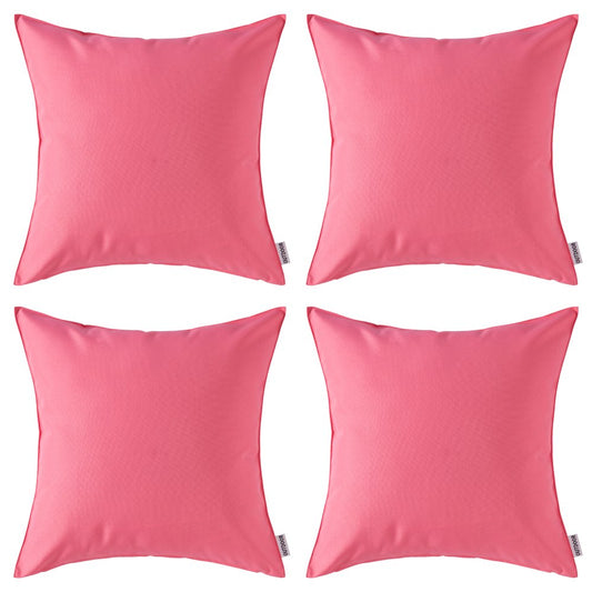 MIULEE Pack of 4 Decorative Outdoor Waterproof Pillow Cover Square Garden Cushion Case PU Coating Throw Pillowcase Shell for Tent Park Couch 18x18 Inch Pink