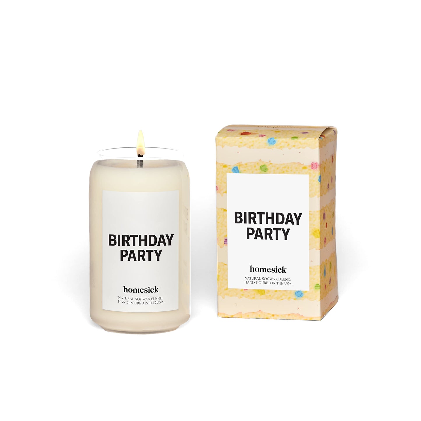 Homesick Birthday Party Scented Candle, 13.75 oz Butter, Cream & Vanilla Scented Natural Soy Wax Blend, Happy Birthday Candle, Birthday Candle Gift for Women & Men, Parents, Friends, Coworkers, Boss