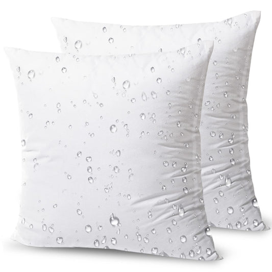 Phantoscope Premium Outdoor Pillow Inserts - Pack of 2 Square Form Water Resistant Polyester Throw Pillows, Couch Sham Cushion Stuffer, 18 X 18 inches