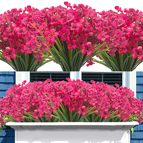 Grunyia 20 Bundles Artificial Flowers, Outdoor Indoor UV Resistant Fake Flowers No Fade Faux Plastic Plants Garden Porch Window Box Decoration