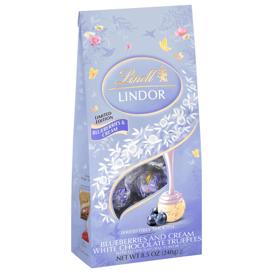 Lindt LINDOR Blueberries & Cream White Chocolate Candy Truffles, White Chocolate Candy With Blueberries and Cream Truffle Filling, 8.5 oz. Bag