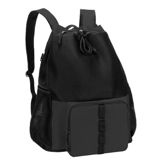 Mesh Beach Bag Backpack with Zipper Bottom, Beach, Pool and Travel, Black