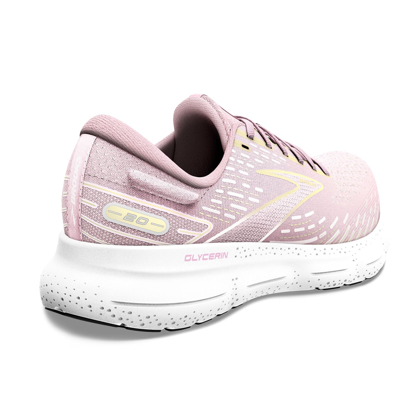 Brooks Women's Glycerin 20 Neutral Running Shoe - Pink/Yellow/White - 8.5 Medium