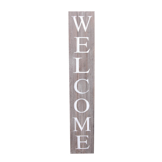 ALBEN Welcome Sign for Front Door Porch – 5 Feet Tall, Vertical Wooden Outdoor and Indoor Welcome Home Decor Sign Wall Decorations (Grey)