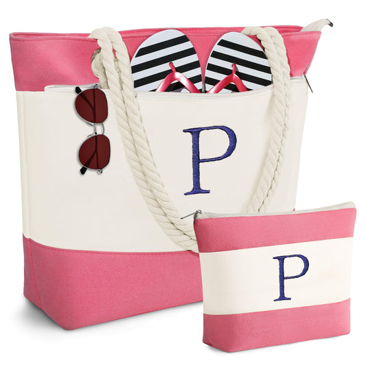 YOOLIFE Personalized Gifts,Monogram Beach Bag Waterproof Initial Tote