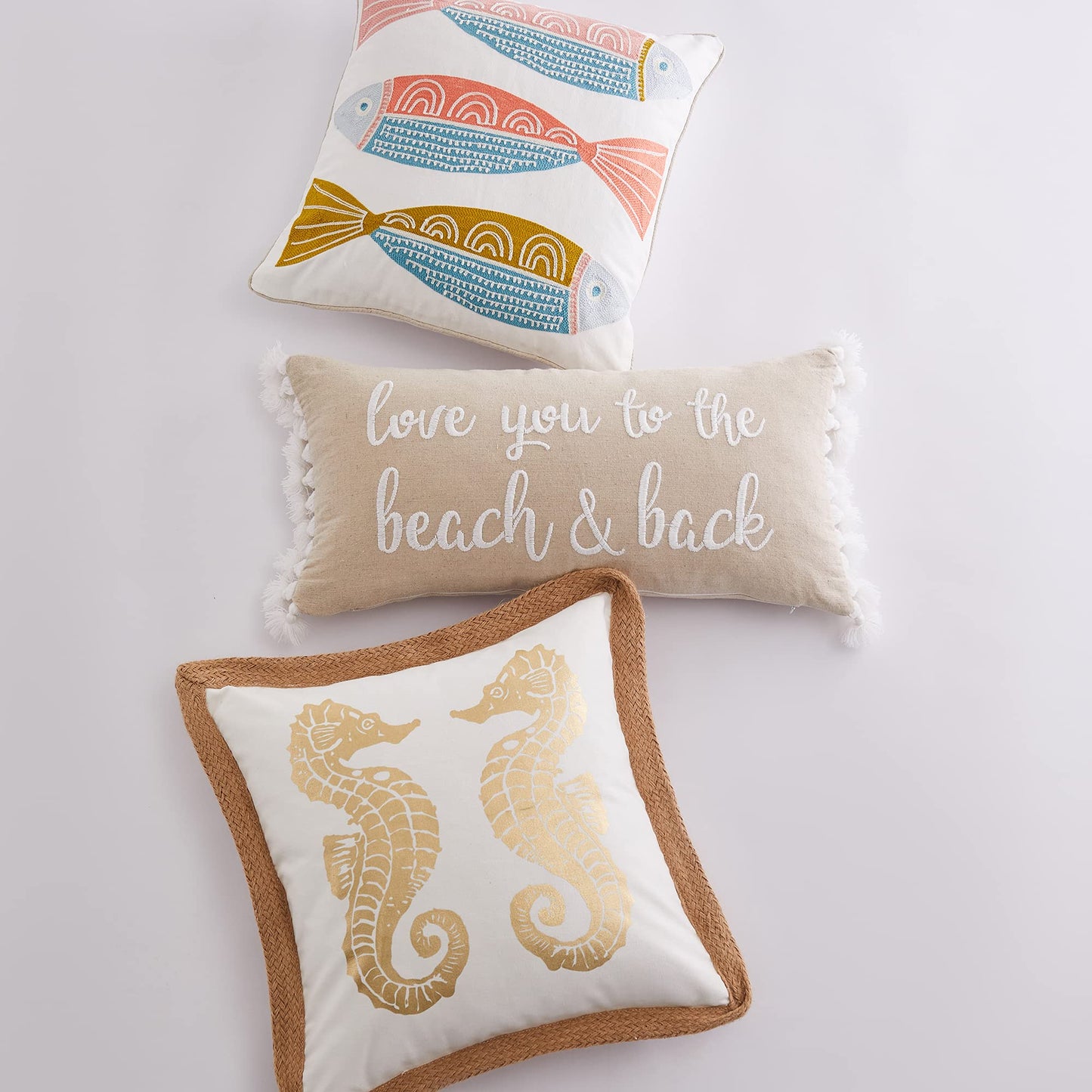 Levtex Baby - Boho Bay Decorative Pillow - Beach and Back - Natural, White - Nursery Accessories - Size: 12 x 24 in.