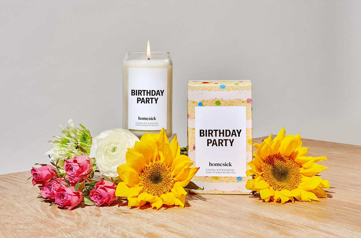 Homesick Birthday Party Scented Candle, 13.75 oz Butter, Cream & Vanilla Scented Natural Soy Wax Blend, Happy Birthday Candle, Birthday Candle Gift for Women & Men, Parents, Friends, Coworkers, Boss