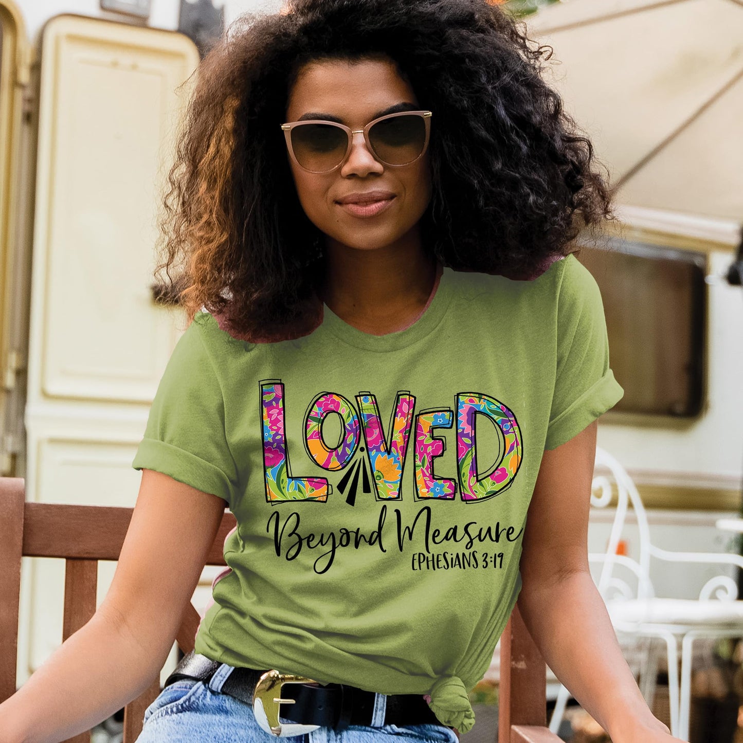 Love in Faith | Loved Beyond Measure | Graphic Print Christian Shirts | Faith-Based Apparel | Unisex Heather Green