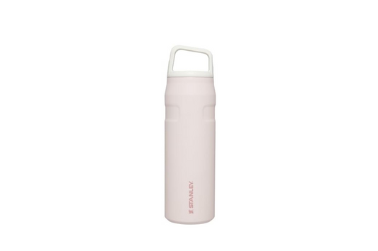 Stanley IceFlow Cap and Carry Bottle - Lightweight, Leakproof, and Insulated for Maximum Cold Retention - Sustainable 90% Recycled Stainless Steel, Rose Quartz Glimmer, 24oz